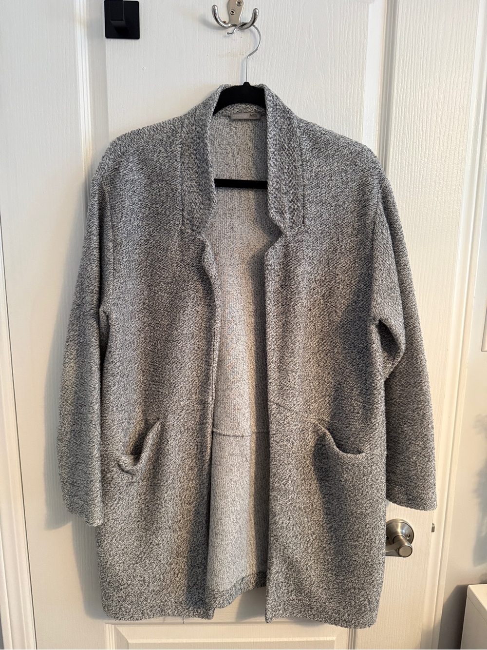 Zara Gray Textured Open-Front Cardigan